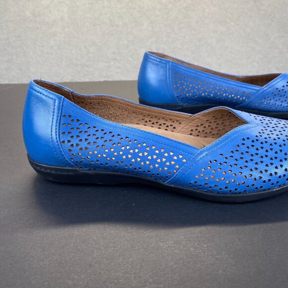 Dansko Women's Neely Perforated Leather Blue Loafers Flats Size 38,Casual - Picture 13 of 16